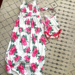 Mama and me matching floral dress and romper